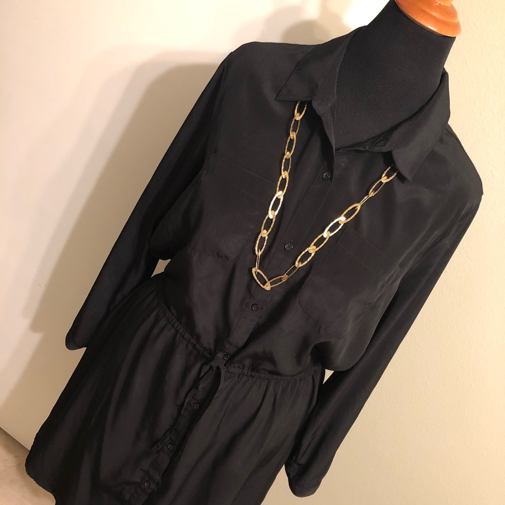 Black Shirt Dress w/ Cinched Waist